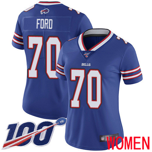 Women Buffalo Bills #70 Cody Ford Royal Blue Team Color Vapor Untouchable Limited Player 100th Season NFL Jersey
